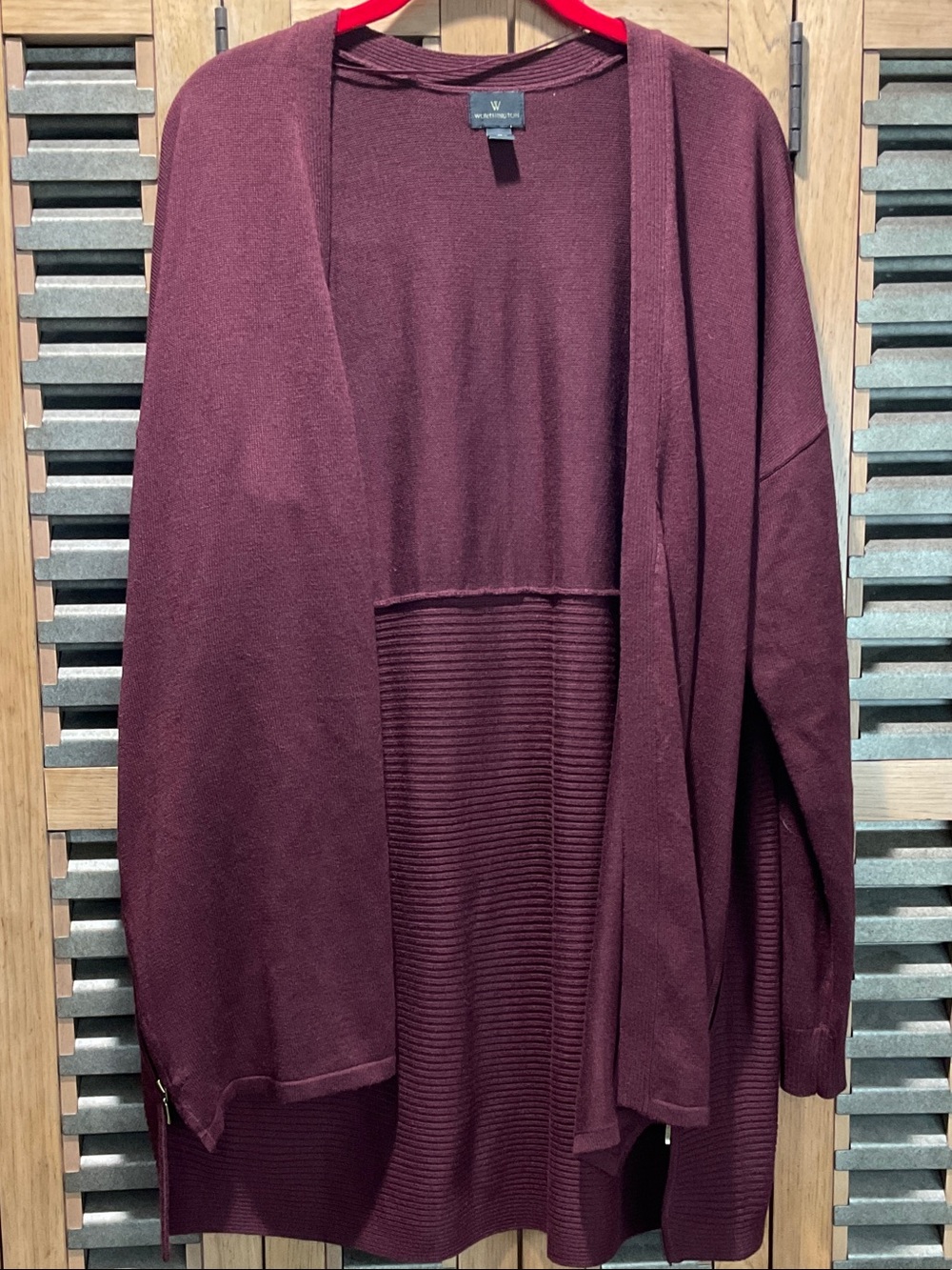 W by Worth Men's Open-Front Wine Burgundy Cardigan